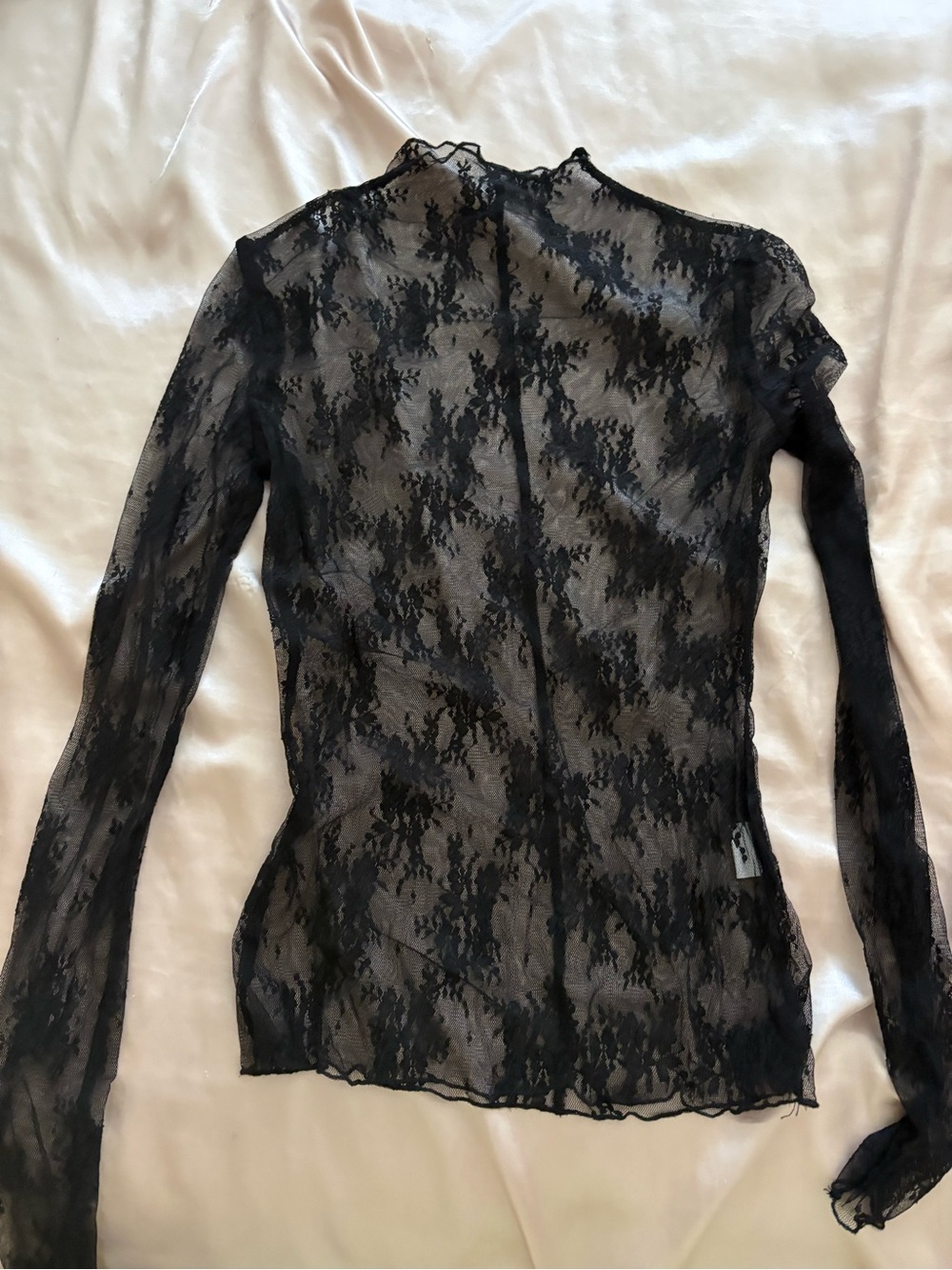 Sheer Black Lace Long-Sleeve Top